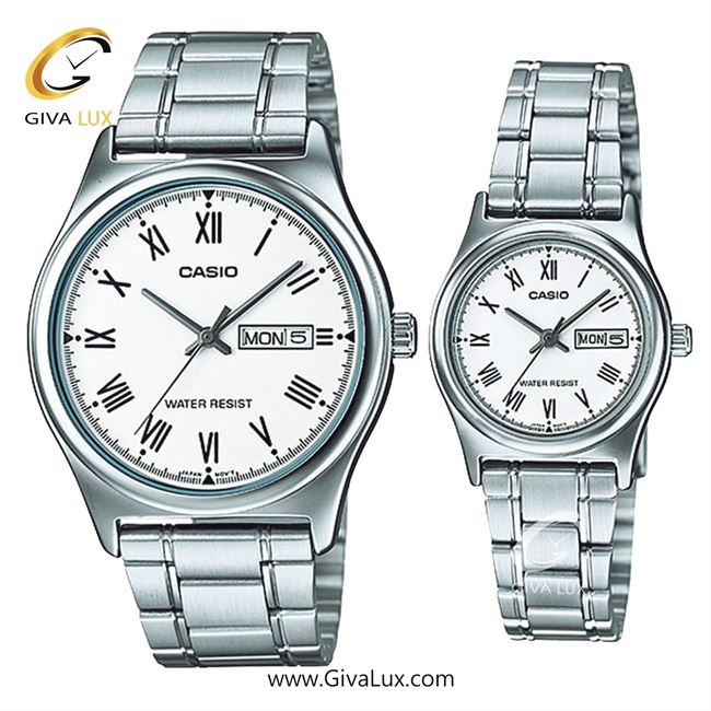 ساعت مچی اورجینال ست کاسیو Casio نقره ای | نقره ای| سفید| کد رفرنس زنانه: LTP-V006D-7BUDF، مردانه: MTP-V006D-7BUDF